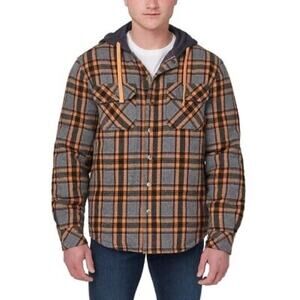 Legendary Outfitters Jacket Mens M 100% Cotton Gray Orange Plaid Lumberjack